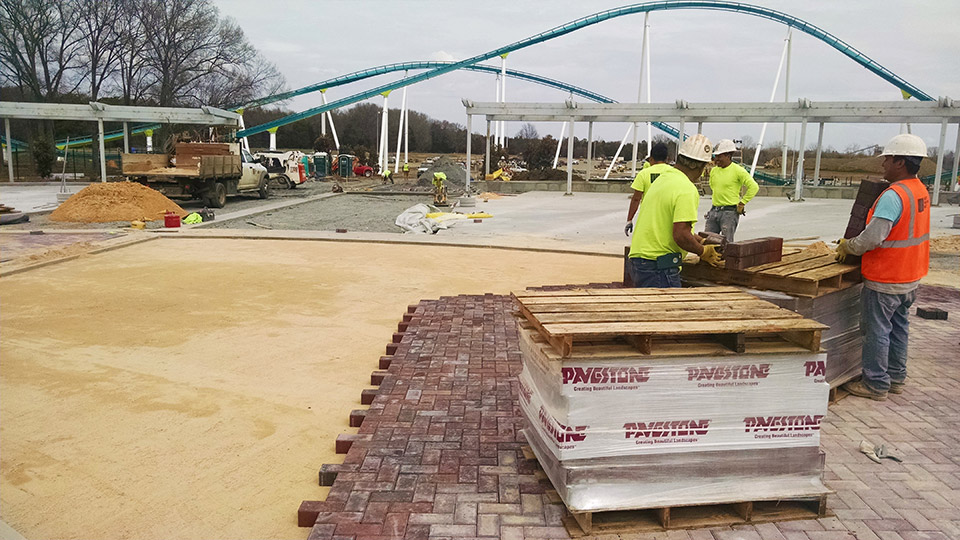 More than 51,000 square feet of pavers were installed at the Carowinds Main Entrance.
