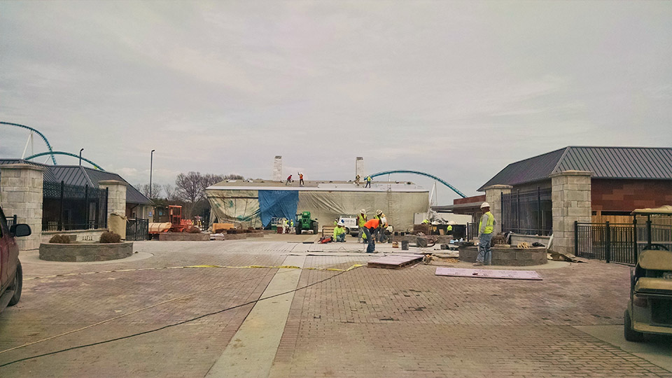 Unit Paving deployed three to four five-person crews on the jobsite to complete the main entrance.